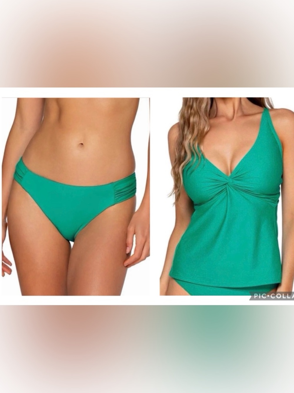 Sunsets Forever Women’s Swim Suit  Tankini Top 34C 32D  Large Bottom Teal